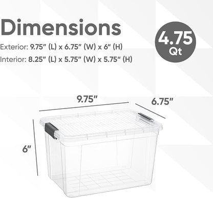 Superio Storage Bins with Lids- 8 Pack, 4.75 Qt Clear Boxes - Image 2