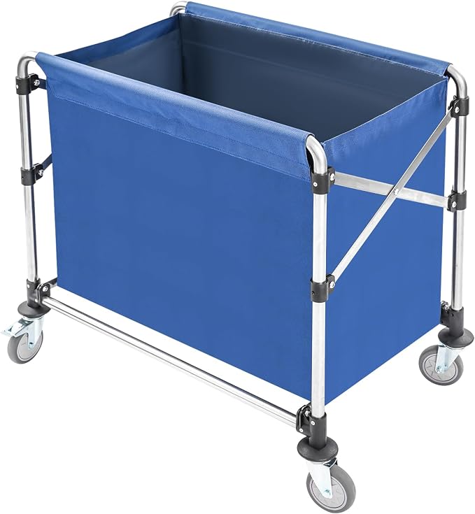 Commercial Laundry Cart with Wheels, Folding Laundry Hamper Cart, Heavy Duty by Eapmic
