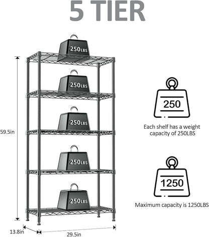 Storage Shelving Unit for Garage and Pantry, 13.8" D x 29.5" W x 59.5" H - Image 3
