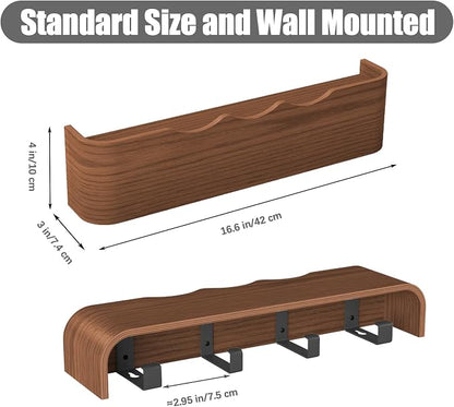 Coat Rack Wall Mount with Shelf 4 Hidden Hooks Modern Wooden Key Holder - Image 3
