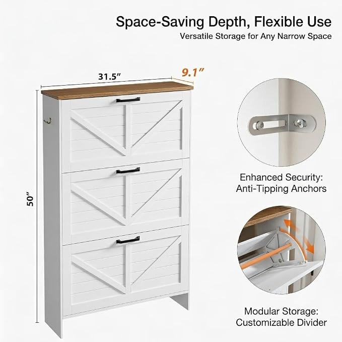 Nicetree Shoe Storage Cabinet for Entryway, Freestanding Fluted Accent Ultra - Image 2