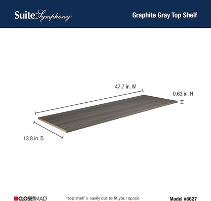 ClosetMaid SuiteSymphony Wood Top Closet Shelf, 48-Inch Wide, Graphite Grey - Image 3