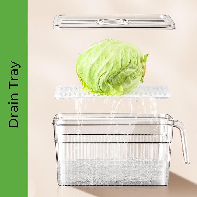 2 Pack Clear Refrigerator Organizers and Storage, Plastic Fridge Organizer Bins - Image 5
