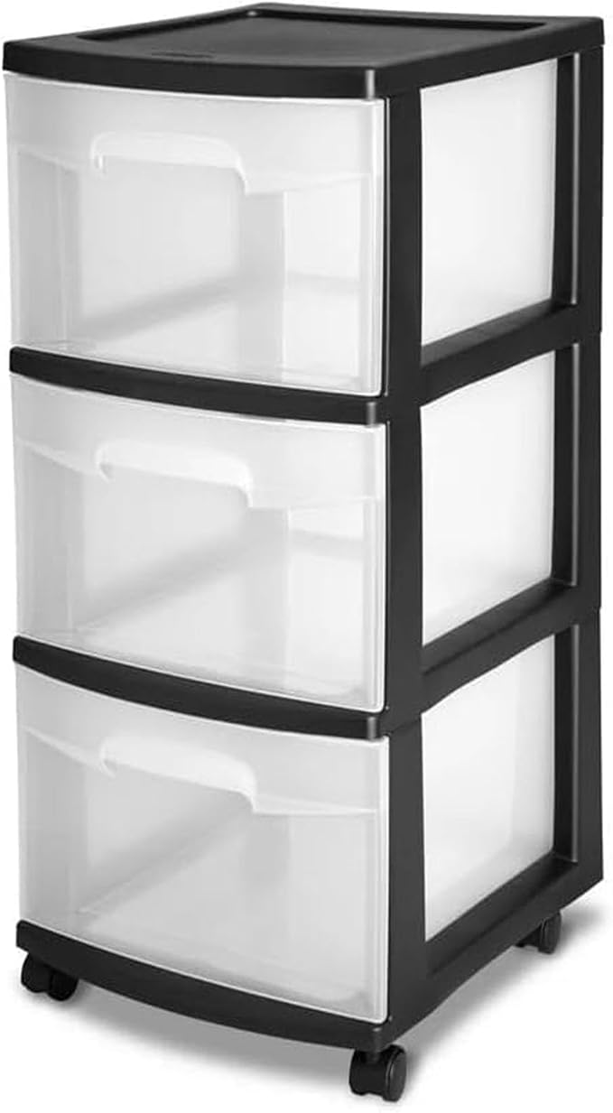 3 Drawer Rolling Plastic Storage Cart by Unknown