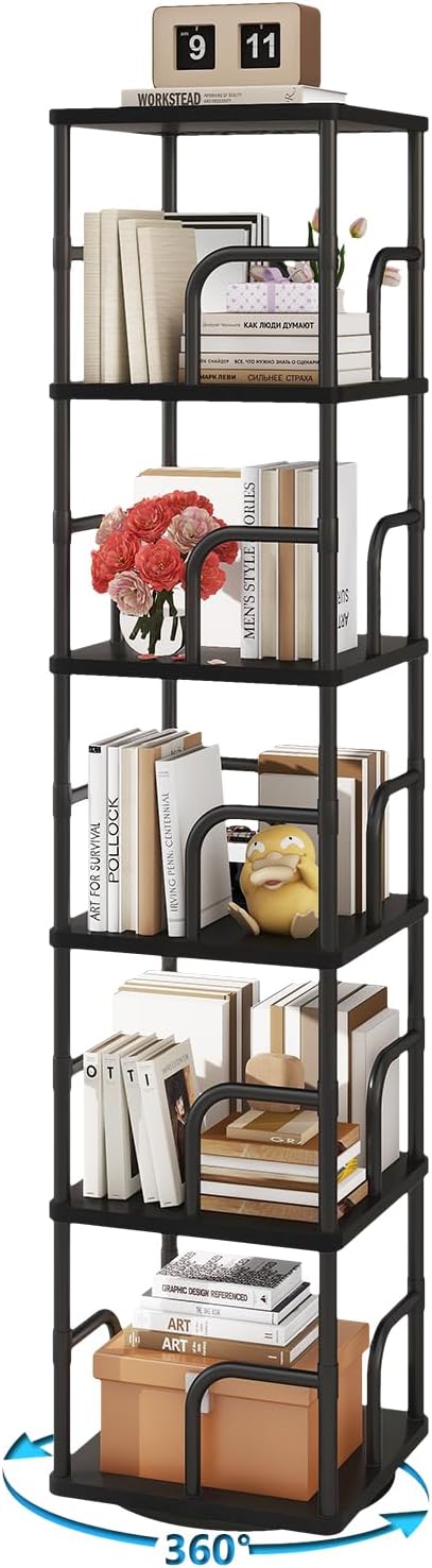 IBUYKE 6 Tier Rotating Bookshelf, Square Bookcases by IBUYKE