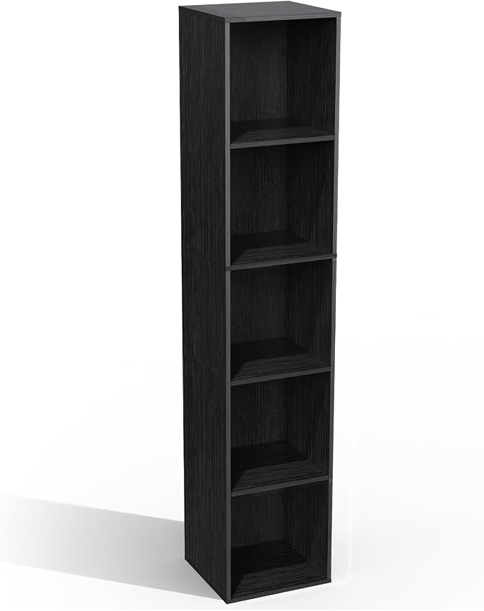 5 Cube Storage Organizer, Narrow Open Shelf Bookcase, Freestanding Low Display - Image 5