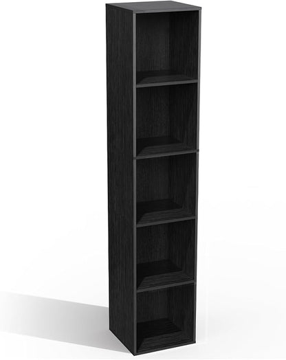 5 Cube Storage Organizer, Narrow Open Shelf Bookcase, Freestanding Low Display - Image 5