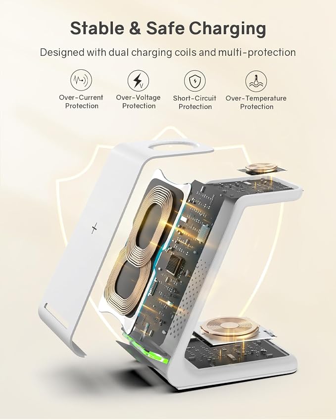 Wireless Charging Station for Apple - 3 in 1 Wireless Charger Stand Dock Watch - Image 4
