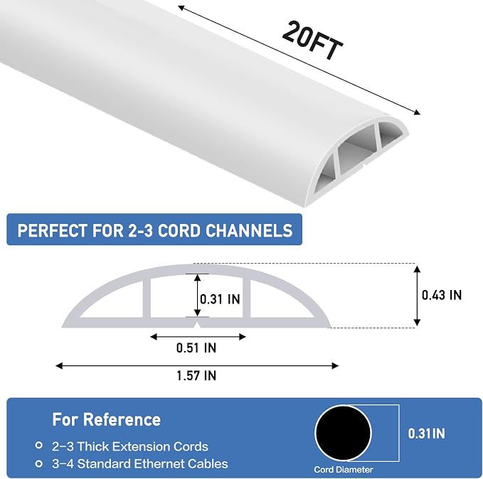 Floor Cord Cover Self Adhesive Cord Hider Floor Extension Cord Covers - Image 2