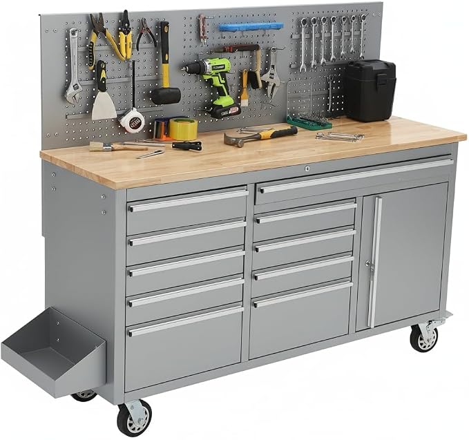 GarveeTech 61-Inch Rolling Tool Chest, 10-Drawer Heavy Duty Garage Workbench by GarveeTech