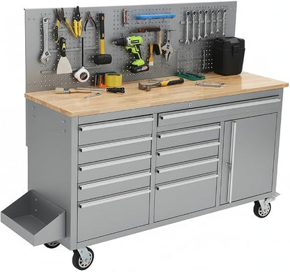 GarveeTech 61-Inch Rolling Tool Chest, 10-Drawer Heavy Duty Garage Workbench by GarveeTech