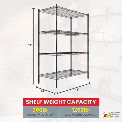 Quantum Storage Systems RWR72-2448LDBK Adjustable Wire Black Epoxy 4 Shelves - Image 3