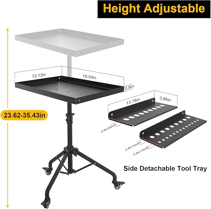 Rolling Tool Tray Cart, Mobile Work Table Tool Tray - Image 3