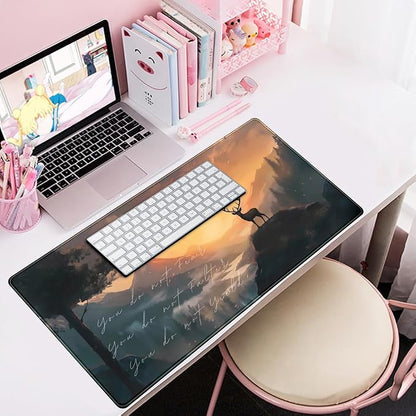 Misty Forest Desk Pad Mat Anime Mouse Pad Gaming Playmat, Large Mouse Pad Deer - Image 7