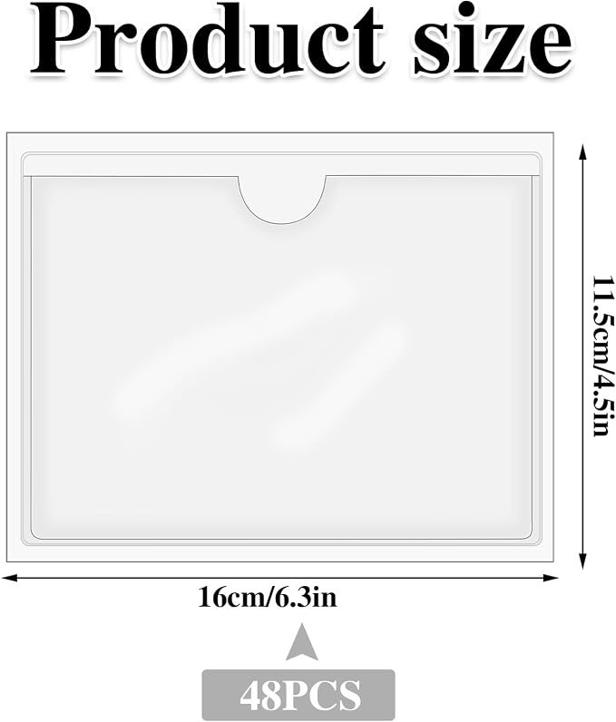 48 Pack Adhesive Index Card Holders, Top Loading, Strong Adhesive, Fits Bins - Image 2