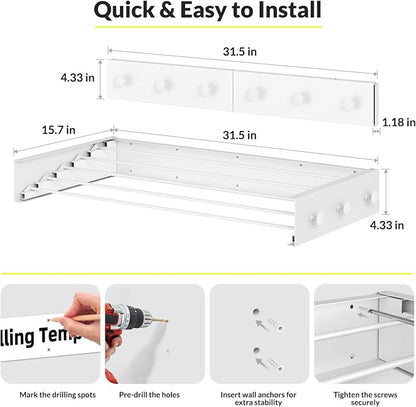 Collapsible Laundry Drying Rack Wall Mounted - Image 8