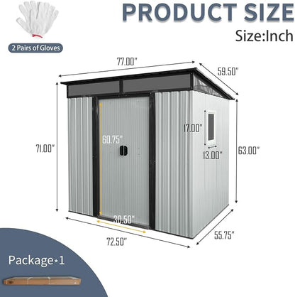 Outdoor Metal Storage Shed Window Ventilation Foundation Frame Waterproof - Image 4