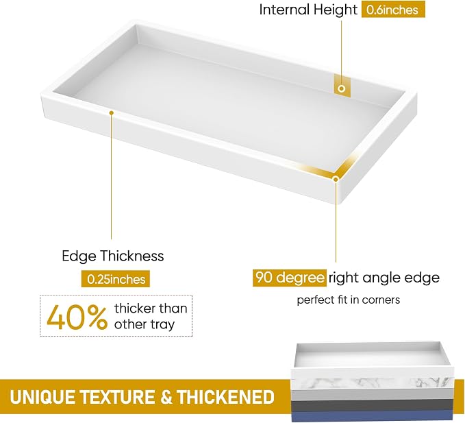 EG-SIPRO Silicone Bathroom Tray, Thickened Shatterproof Rectangle Vanity Tray - Image 2