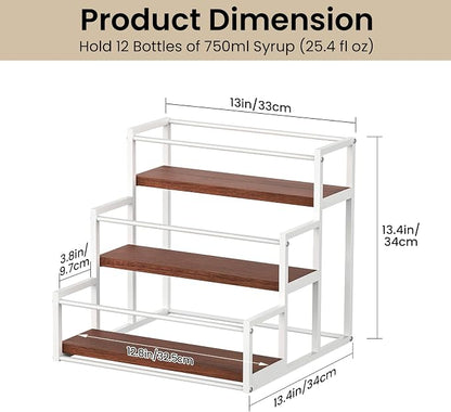 THYGIFTREE Coffee Syrup Rack Organizer 3-Tier 12 Syrup Bottles Holder Stand - Image 4