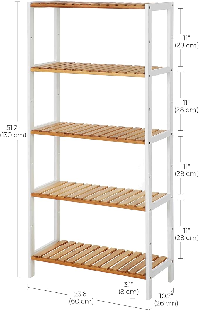 SONGMICS Bamboo Storage Shelf, 5-Tier Shelving Unit, in The Entryway, Living - Image 3