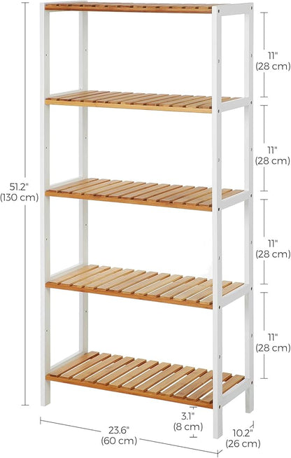 SONGMICS Bamboo Storage Shelf, 5-Tier Shelving Unit, in The Entryway, Living - Image 3