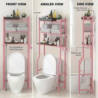 GloTika 3-Tier Over Toilet Storage, 150lb Capacity, Carbon Steel, Freestanding - Image 8