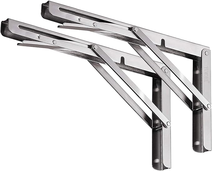 YUMORE Folding Shelf Brackets 16 Inch, Max Load: 330lb Heavy Duty Stainless by YUMORE