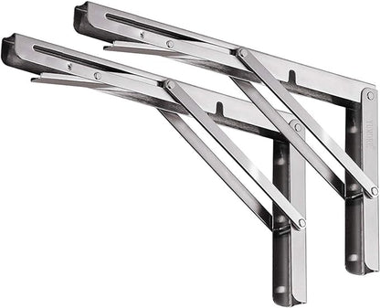 YUMORE Folding Shelf Brackets 16 Inch, Max Load: 330lb Heavy Duty Stainless by YUMORE