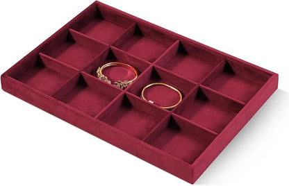 Velvet Stackable Jewelry Display Tray, 12 Grid Watch Bangle Bracelet Storage - Image 3