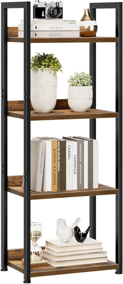NUMENN Narrow Bookshelf, 4 Tier Freestanding Shelving Unit, Vintage | Small by NUMENN