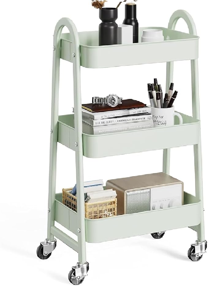 OLIXIS Metal 3 Tiers Utility Rolling Cart by OLIXIS