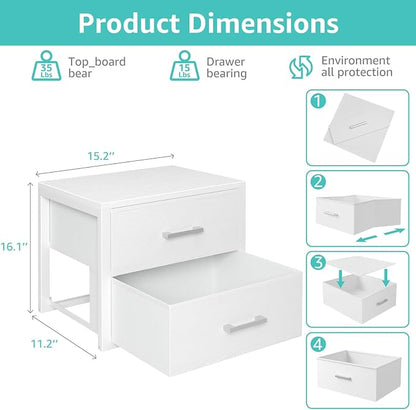 BOLUO Stackable Storage Drawers Closet Organizers and Storage Fabric White 2 - Image 3