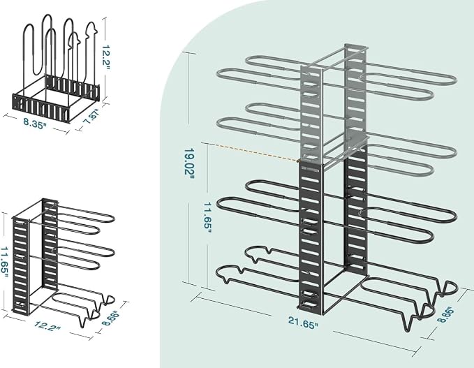 ORDORA Pots and Pans Organizer under Cabinet, 8 Tier Pot Organizers Rack - Image 5