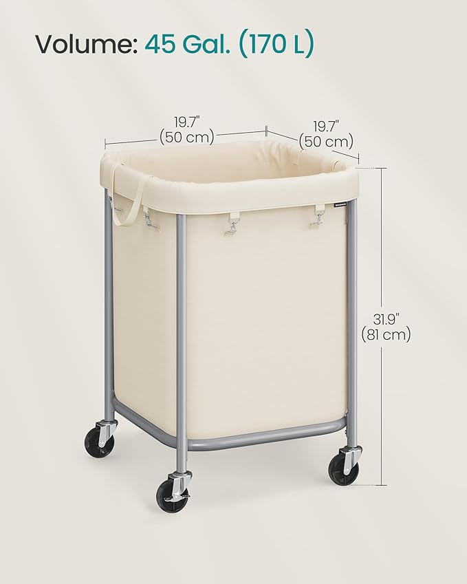 SONGMICS Laundry Basket, Rolling Steel Frame - Image 5