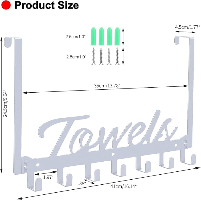 Azmoncy Over The Door Hooks, Towel Rack - Image 2