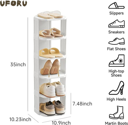 UFORU Vertical Shoe Rack, 6 Tiers Stackable Shoe Rack - Image 3