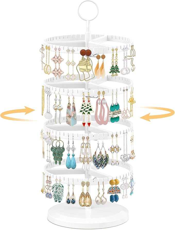 EsLuker.ly Earring Holder Organizer Rotating Stud Display Tree Rack, 4 Tier | by EsLukerly