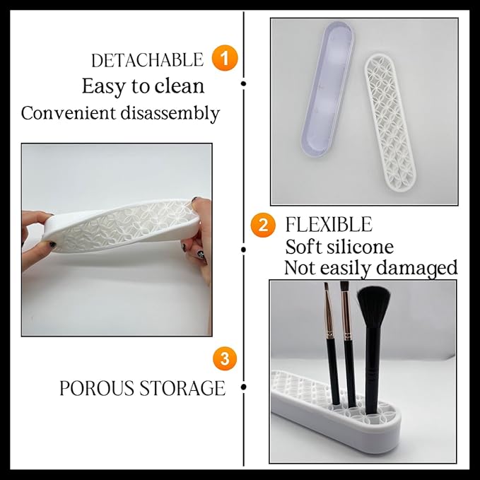 TANG SONG 2 PCS Silicone Make up Brush Holder Cosmetic Storage Box Desktop - Image 3
