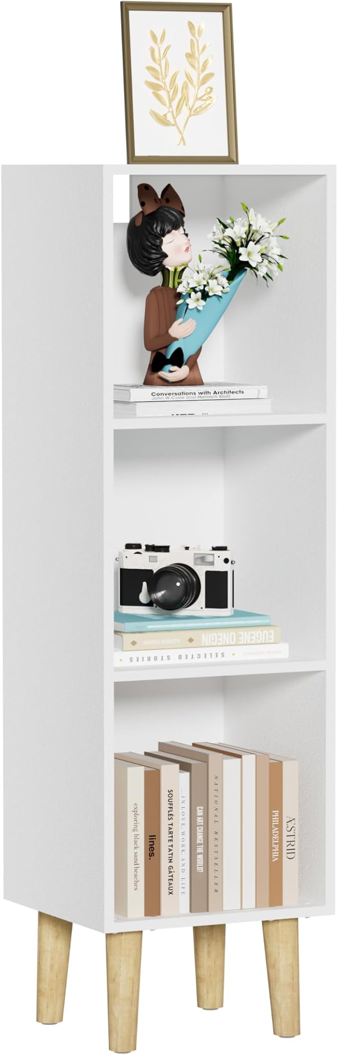 3 Cube Bookcase, Wooden Book Shelf Cube Storage Organizer by Nestwise