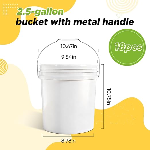 DEMORA 2.5 Gallon Small Plastic Buckets, Heavy Duty Pails, BPA-Free Food Grade - Image 2