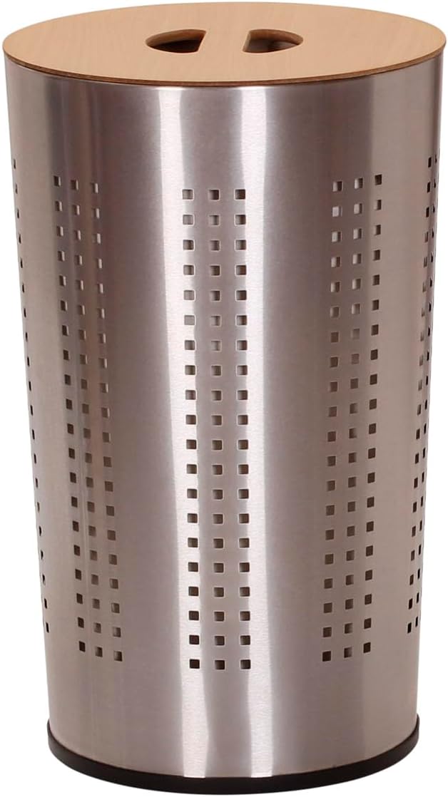 Household Essentials Round Metal Laundry Hamper - Image 7