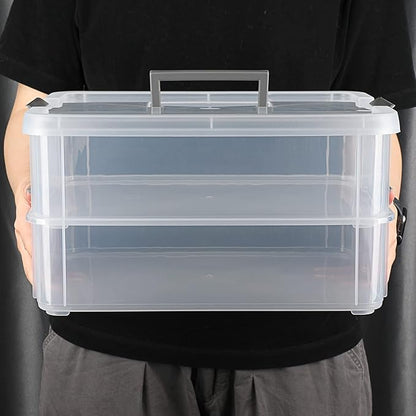 BTSKY 2 Layer Stack & Carry Box, Plastic Multipurpose Portable Storage - Image 4