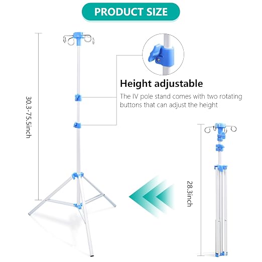 Lefeke IV Pole Portable for Traveling, Adjustable IV Stand - Image 2