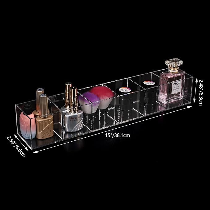 dedoot Clear Drawer Organizer, 6 Compartments Acrylic Organizer Durable Plastic - Image 2