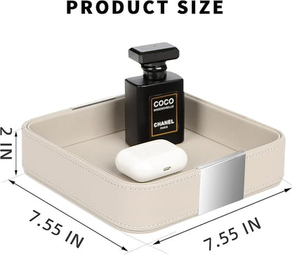 SANZIE Luxury Leather Desktop Storage Small Catchall Organizer Decorative Tray - Image 3