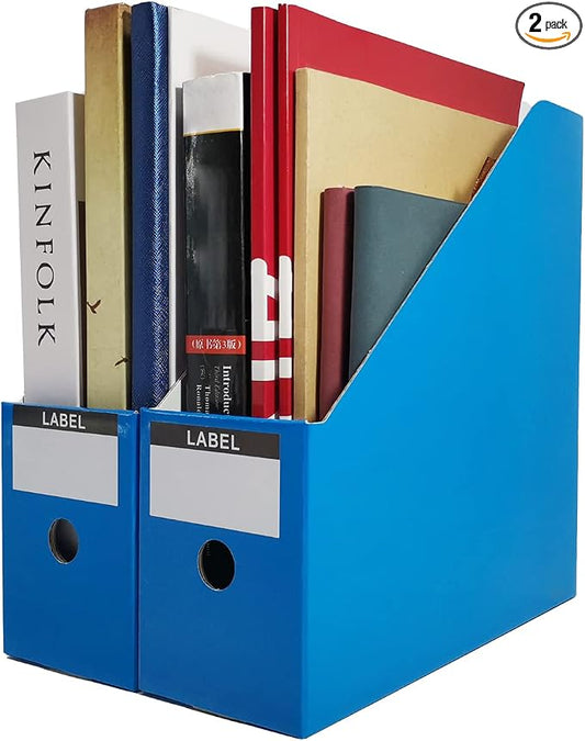 Limitliho 2 Pack Blue Cardboard Magazine File Holder by Limitliho
