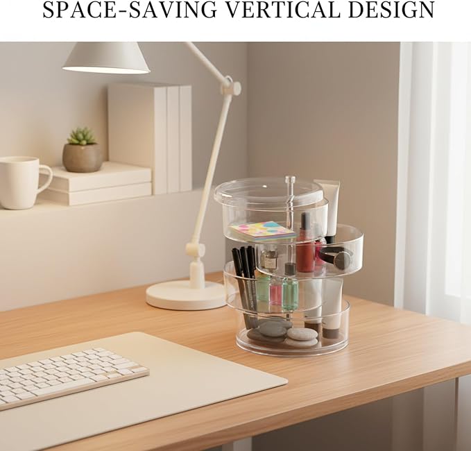 Rotating Cosmetic Display Case, 360-Degree Clear Storage Organizer - Image 2