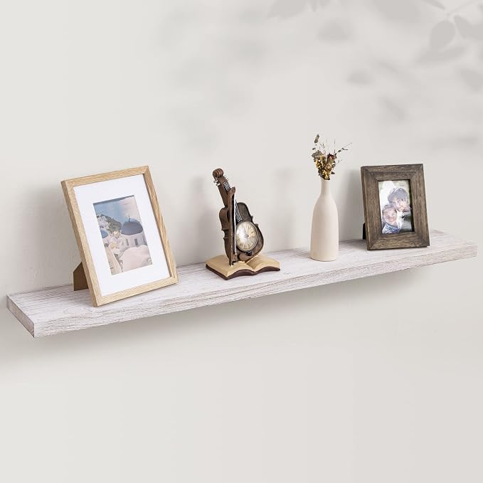 Axeman Floating Shelves for Wall, Rustic Elm Wood 48''W x 8" D Wall Shelf by Axeman