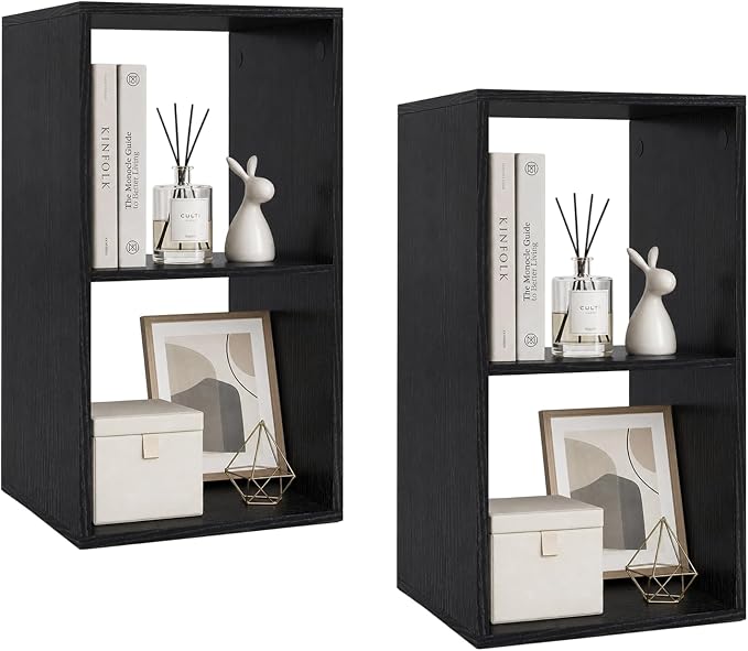 POWERSTONE 2 Cube Storage Organizer Set of 2, 2 Tier Cubby Bookshelf by POWERSTONE%C2%AE