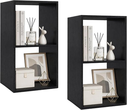 POWERSTONE 2 Cube Storage Organizer Set of 2, 2 Tier Cubby Bookshelf by POWERSTONE%C2%AE